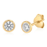 Sterling Silver Gold Plated Cubic Zirconia Bezel Set 4mm Stud Earrings