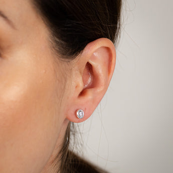Sterling Silver Cubic Zirconia Bezel Set 5mm Stud Earrings
