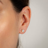 Sterling Silver Gold Plated Cubic Zirconia Bezel Set 5mm Stud Earrings