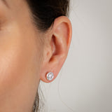 Sterling Silver Cubic Zirconia Bezel Set 6mm Stud Earrings