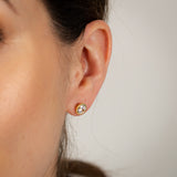 Sterling Silver Gold Plated Cubic Zirconia Bezel Set 6mm Stud Earrings