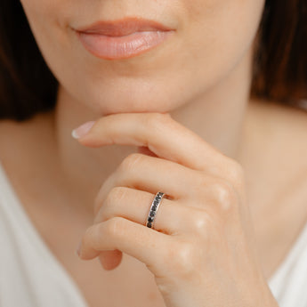 Sterling Silver Black Cubic Zirconia Channel Ring