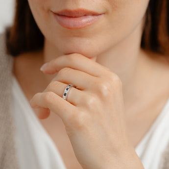 Sterling Silver Black and White Cubic Zirconia Channel Ring