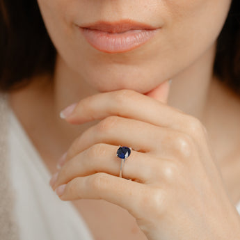 Sterling Silver Blue Cubic Zirconia Ring