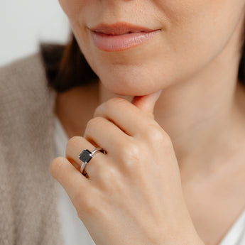 Sterling Silver Black Cubic Zirconia Ring