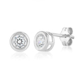 Sterling Silver Cubic Zirconia 4mm Bezel Set Stud Earring