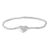 Sterling Silver Beaded Heart 19cm Bracelet