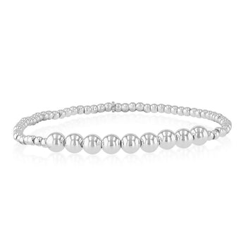Sterling Silver Graduated Beaded 19cm Bracelet