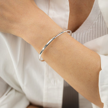 Sterling Silver 3.5mm Plain Flat Cuff Bangle