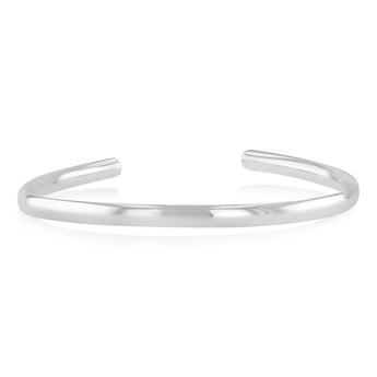 Sterling Silver 4mm Plain Flat Cuff Bangle