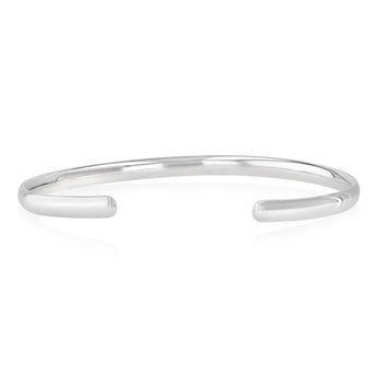 Sterling Silver 4mm Plain Flat Cuff Bangle