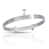 Personalised Engravable Unicorn Patterned Baby Bangle in Sterling Silver