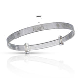 Personalised Engravable Flower Pattern Baby Bangle in Sterling Silver