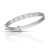 Personalised Engravable Flower Pattern Baby Bangle in Sterling Silver