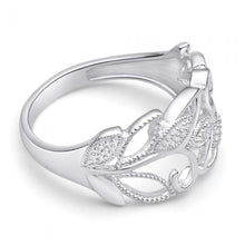 Load image into Gallery viewer, Sterling Silver Diamond Set Leaf Ring