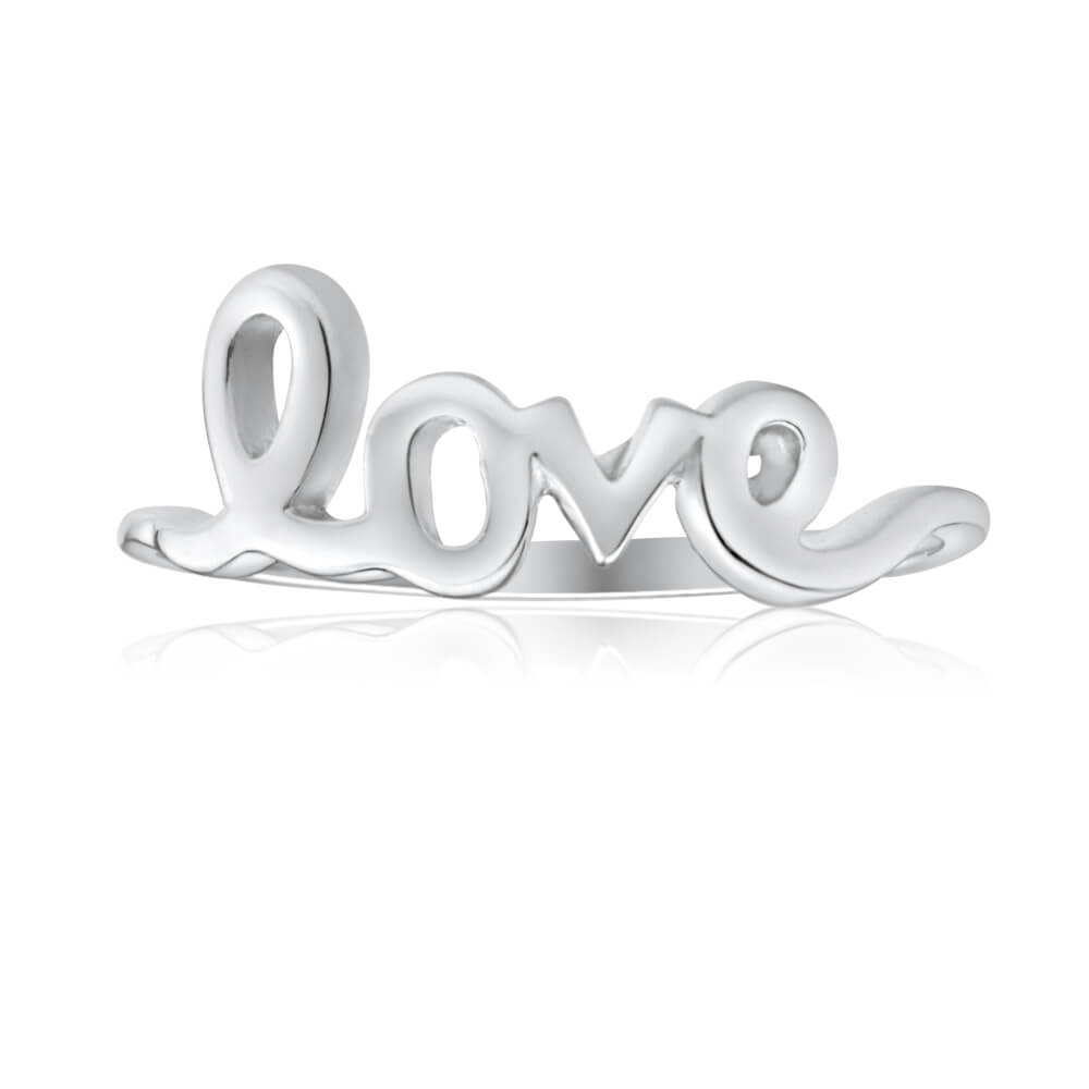 Sterling Silver Plain Cursive Love Ring