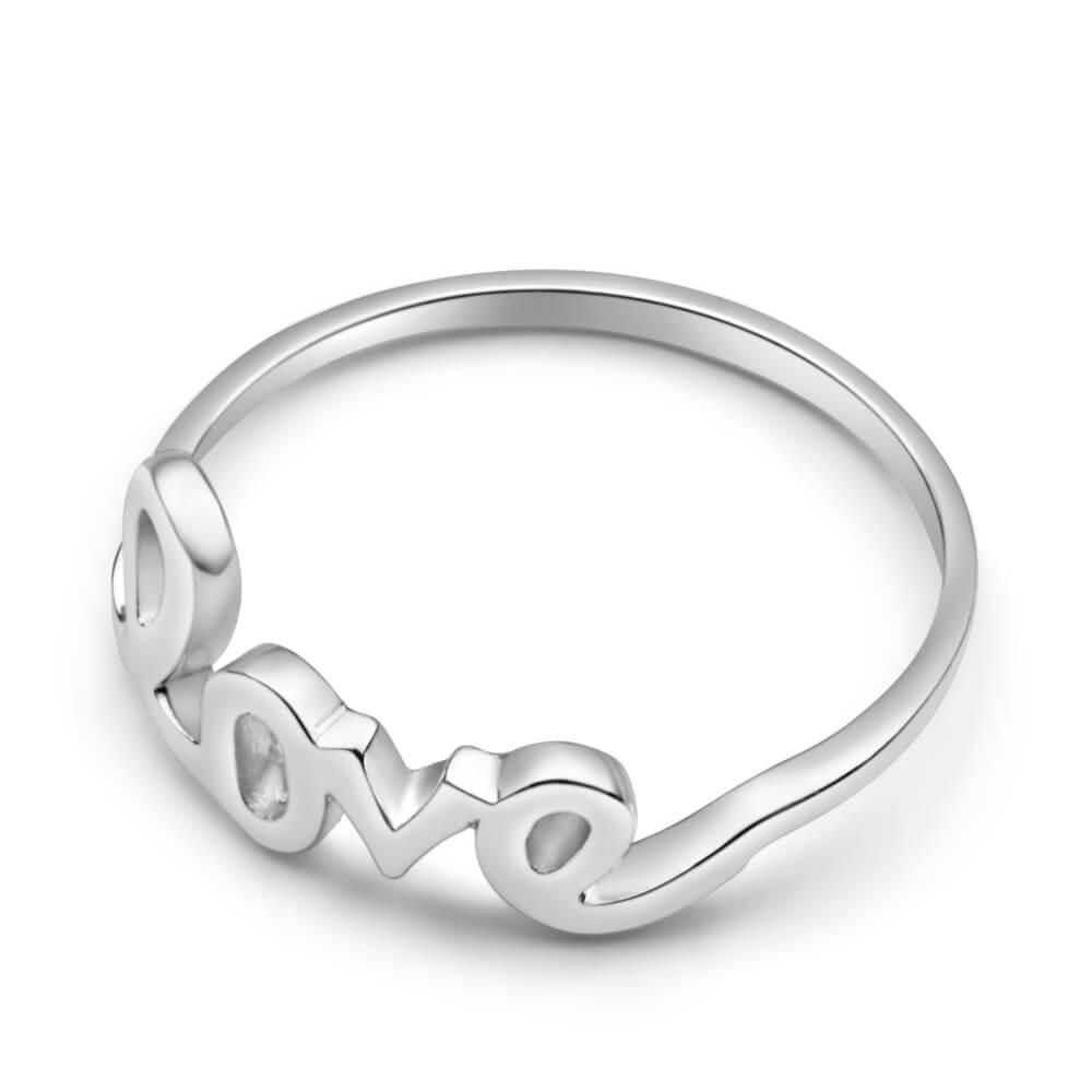Sterling Silver Plain Cursive Love Ring