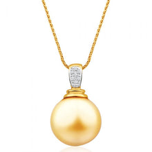 Load image into Gallery viewer, 9ct Yellow Gold Golden South Sea Pearl &amp; Diamond Pendant