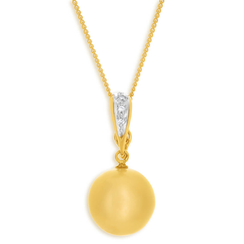 Bella' 9ct Yellow Gold Golden South Sea Pearl Pendant With 45cm Chain
