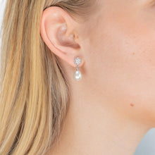 Load image into Gallery viewer, Sterling Silver White Freshwater Pearl 7.5-8mm &amp; Zirconia Earrings