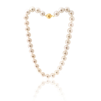 White South Sea 12-15mm Pearl Strand with 9ct Yellow Gold Satin Clasp