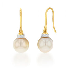 Load image into Gallery viewer, 9ct Golden South Sea and Diamond Earrings
