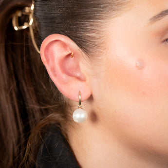 9ct Yellow Gold 10-14mm White South Sea Pearl Earrings