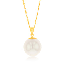 Load image into Gallery viewer, 9ct Yellow Gold 10-14mm White South Sea Pearl Pendant on 45cm Chain