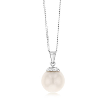 9-11mm White South Sea Pearl Pendant in 14ct White Gold