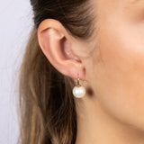 9ct Yellow Gold 9-11mm White South Sea Hook Drop Earrings