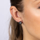 Sterling Silver 8-10mm Tahitian Pearl Stud Earrings