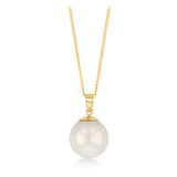 9ct Yellow 11-12mm White South Sea Pearl Pendant on 45cm Chain