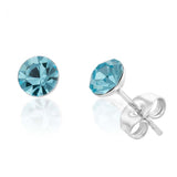 Stainless Steel Crystal Studs Set of 3 - White Aqua Fucshia