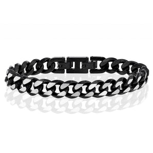 Stainless Steel Reversible Black/SteelCurb Bracelet