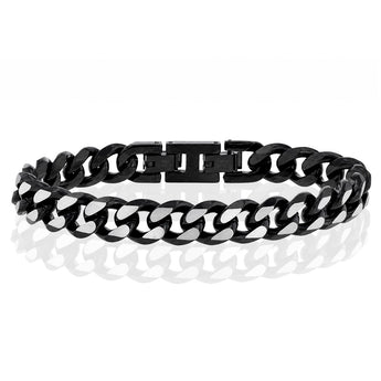 Stainless Steel Reversible Black/SteelCurb Bracelet