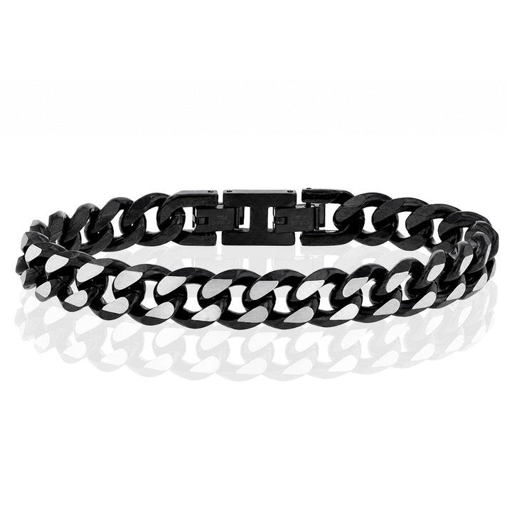 Stainless Steel Reversible Black/SteelCurb Bracelet