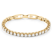 Load image into Gallery viewer, Guess Gold Plated Stainless Steel Clear CZ G Buckle Bracelet