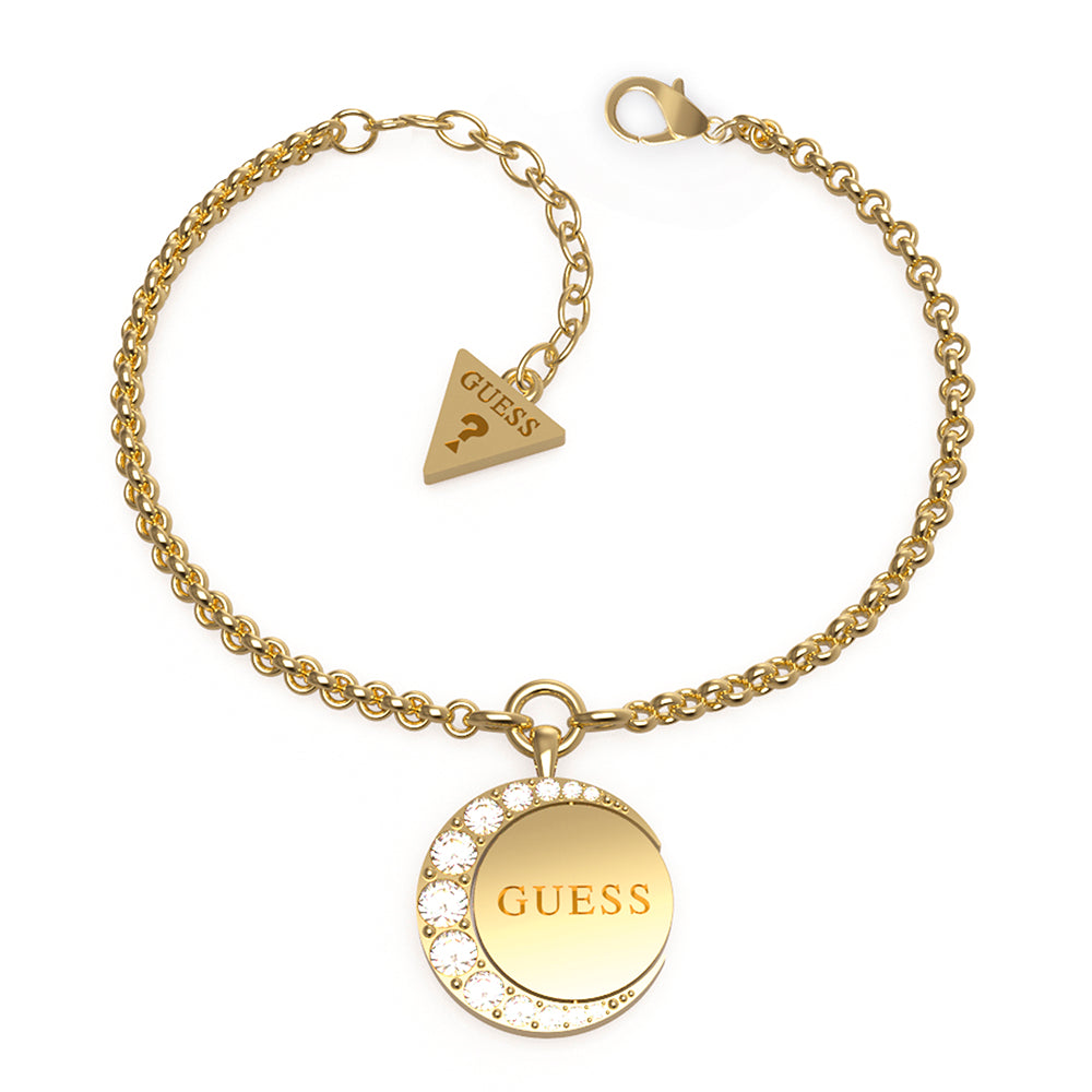 Guess Gold Plated Stainless Steel Single Chain & Turning Coin Bracelet