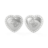 Guess Stainless Steel 15mm Heart Crystal Frame Stud Earrings