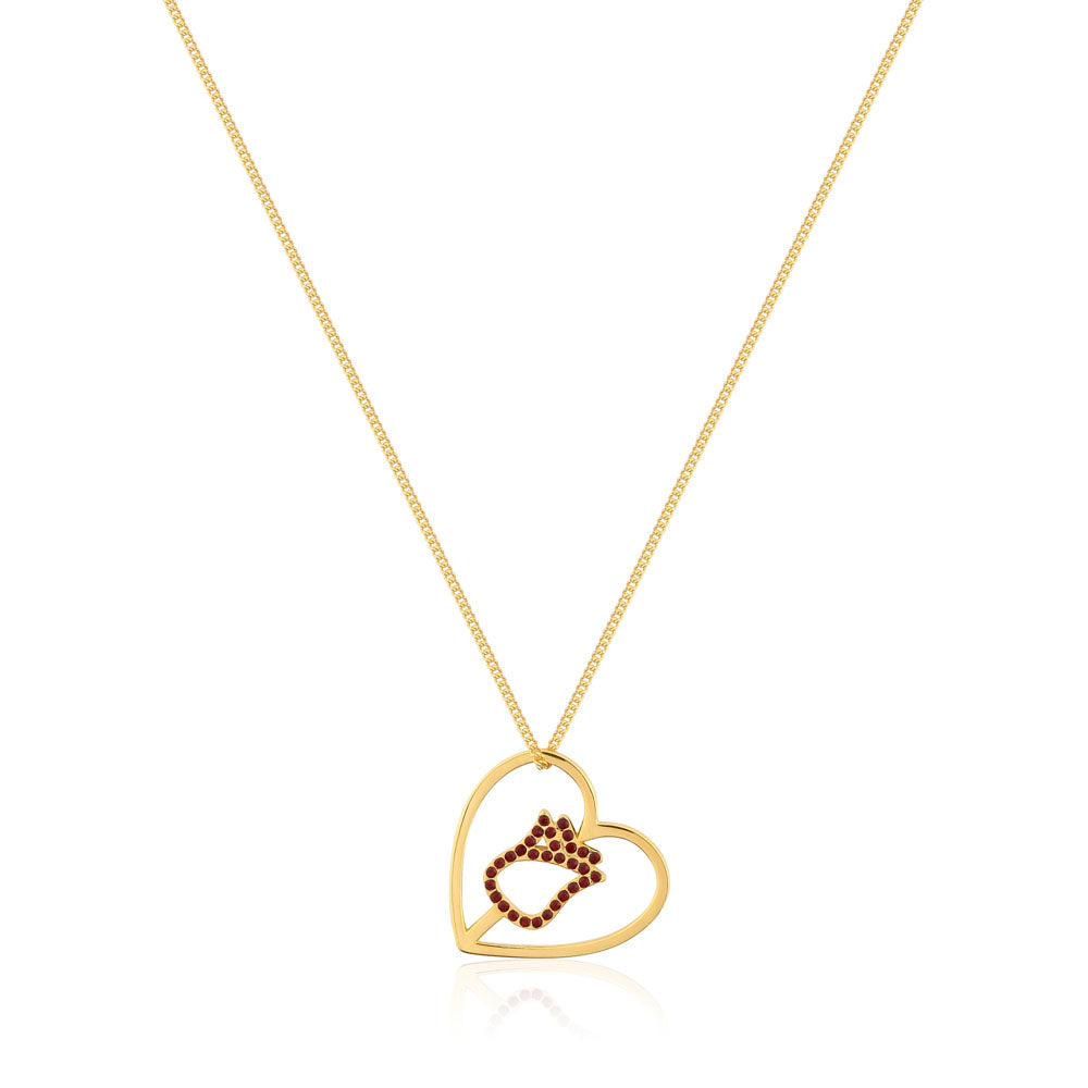 Disney Princess Gold Plated Crystal Enchanted Rose Heart Pendant with 40cm Chain