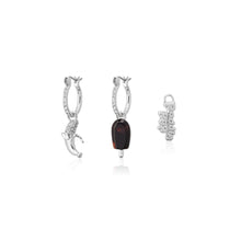 Load image into Gallery viewer, Streets Paddle Pop White Gold Plated Mix Match Crystal Mini Hoop Earrings