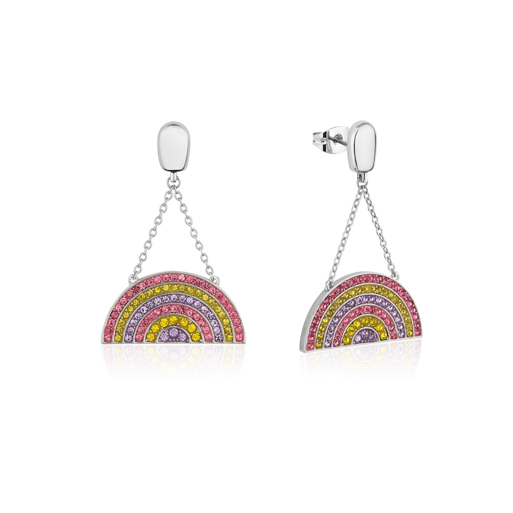 Streets Paddle Pop White Gold Plated Stainless Steel Rainbow Crystal Drop Earrings