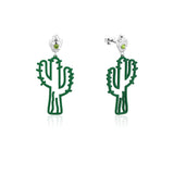 Couture Kingdom Disney Streets Bubble O'Bill White Gold Plated Stainless Steel Cactus 70mm Drop Earrings