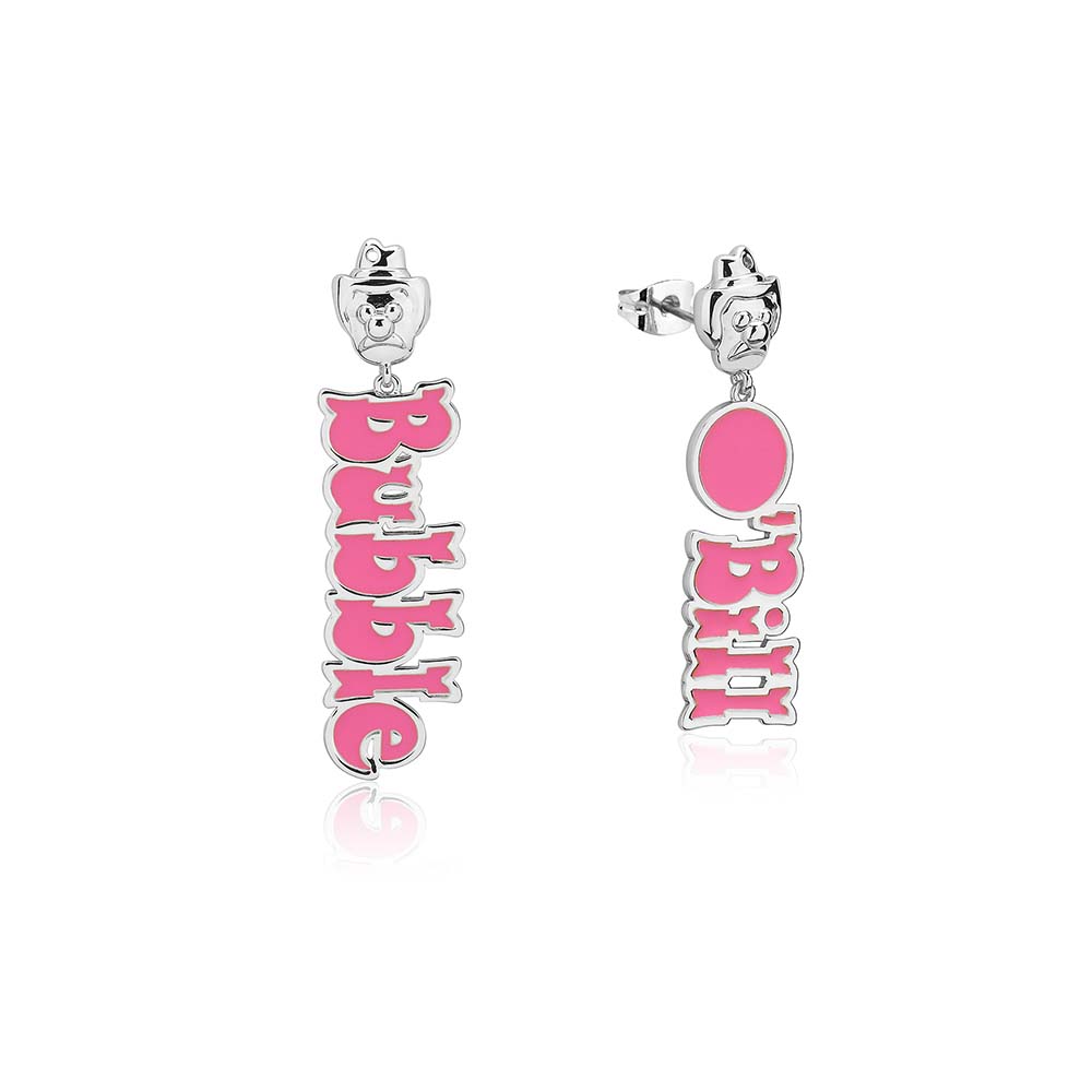 Streets Bubble O'Bill White Gold Plated Stainless Steel Logo 65mm Drop Earrings