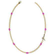 Load image into Gallery viewer, Guess Gold Plated Stainless Steel 17&quot; Neon Pink Multi Charms Chain