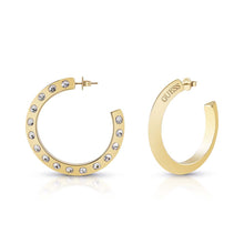 Load image into Gallery viewer, Guess Gold Plated Stainless Steel 30mm Medium Hoop Earrings