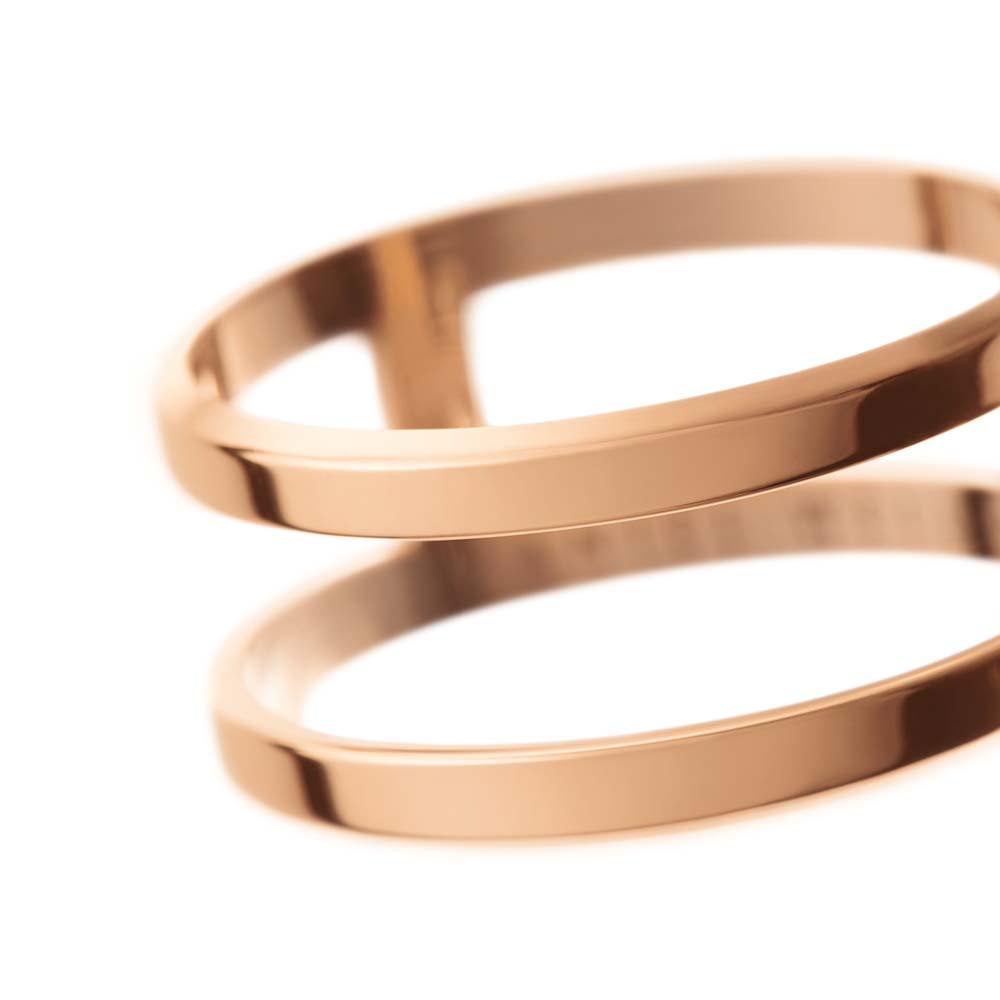 Daniel Wellington Rose Gold Plated Stainless Steel Elan Dual Ring Size "N"