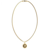 Guess Mens Jewellery Gold Plated 21mm Black And Gold Coin On Chain