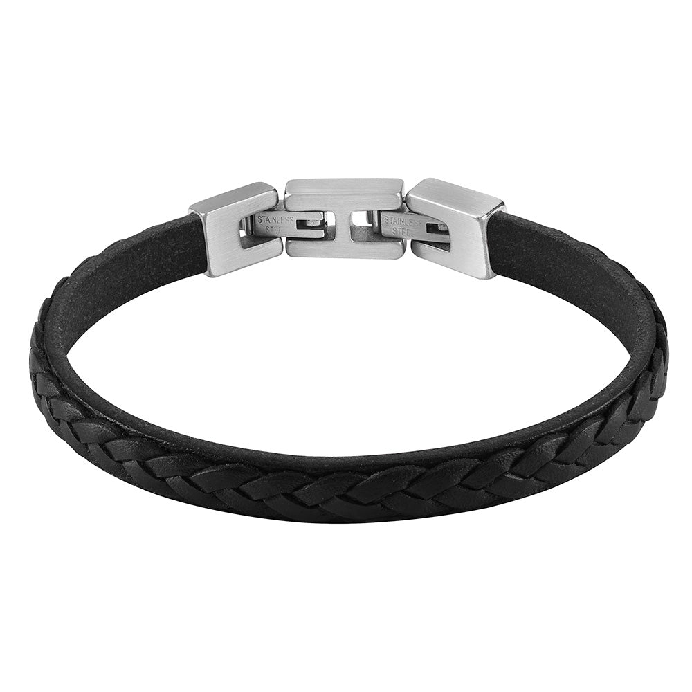 Guess Mens Jewellery Stainless Steel Tucson 8mm Braided Black Strap Bracelet
