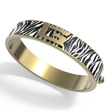 Load image into Gallery viewer, Guess Gold Plated Foulard 12mm Zebra Print Large Bangle